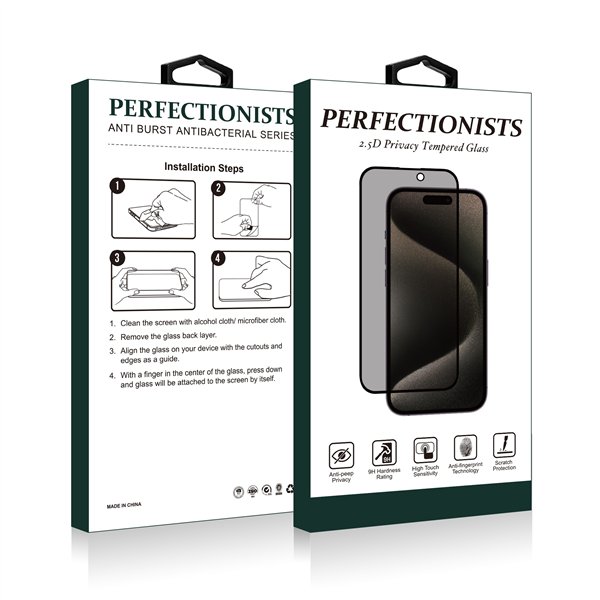 Tempered glass 2.5D Privacy Perfectionists Samsung S926 S24 Plus black