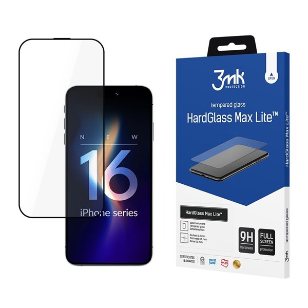Tempered glass 3mk Hard Glass Max Lite Apple iPhone 16 Pro/17 black