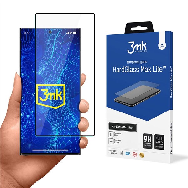 Tempered glass 3mk Hard Glass Max Lite Samsung S928 S24 Ultra black