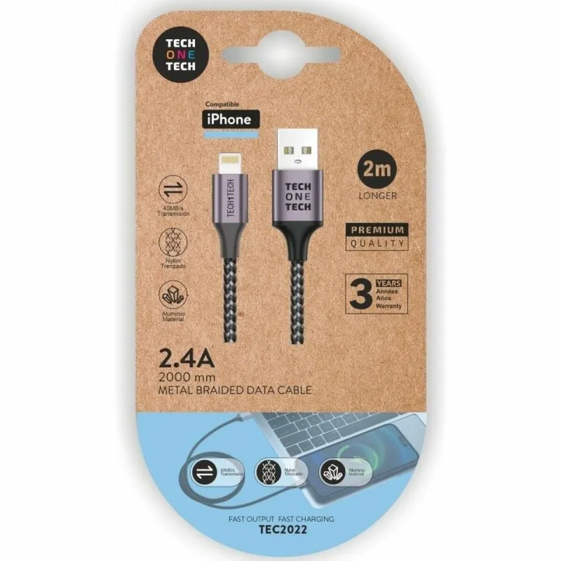 Lightning kabelis Tech One Tech TEC2022 Pilka