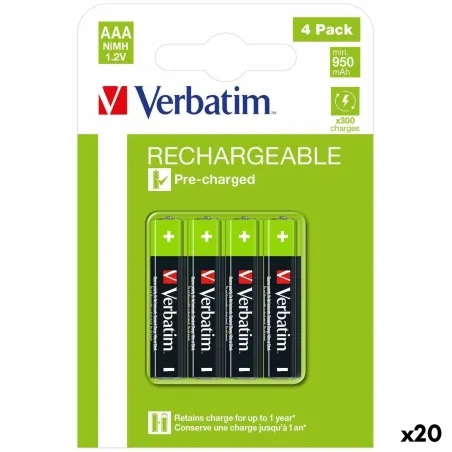 Įkraunamos baterijos Verbatim 1,2 V AAA LR03 4 Dalys (20 vnt.)