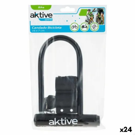 Замок с ключом Aktive Чёрный 19,5 x 12,5 x 2,8 cm 24 штук