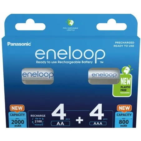 Rechargeable Batteries Panasonic BK-3MCDE+4MCDE/8CP