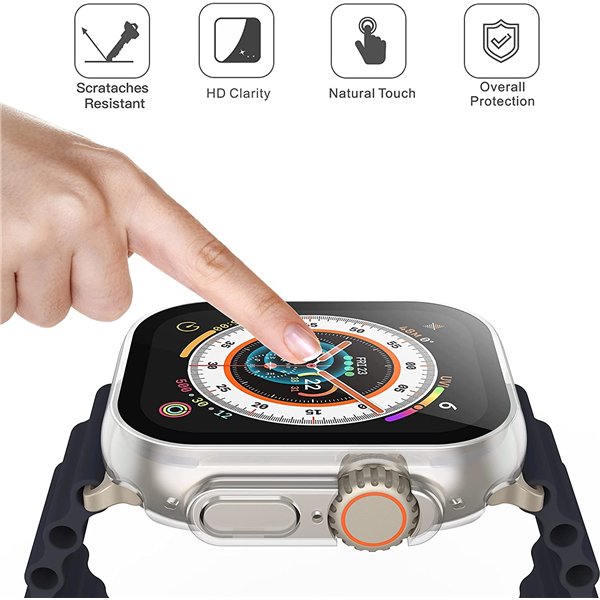 LCD apsauginis stikliukas/dėklas 360 degree cover Apple Watch 45mm skaidrus