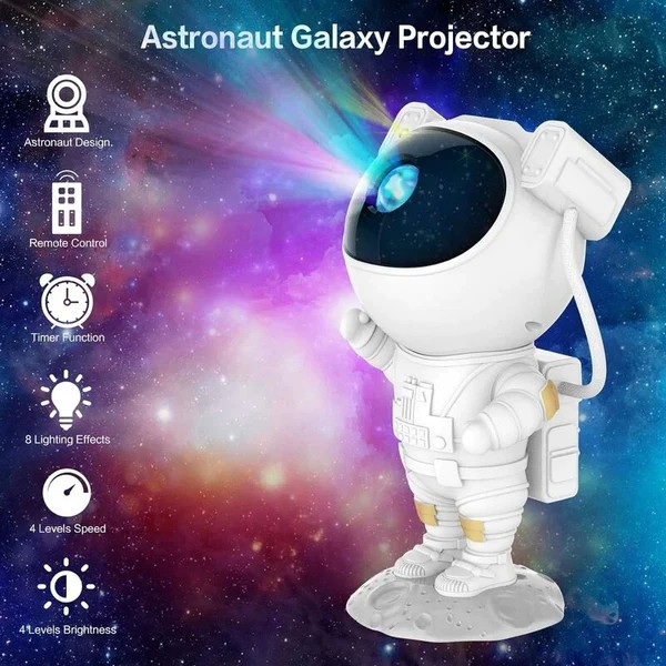 LED 3D galaxy and star projector Reach Astronaut, white