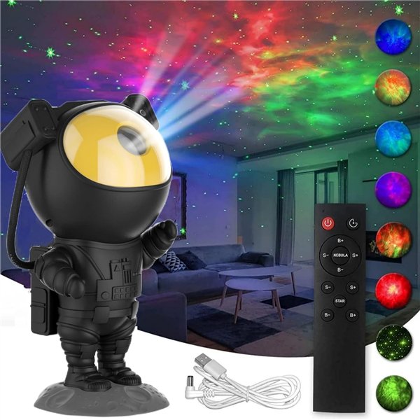 LED 3D galaxy and star projector Reach Astronaut, black