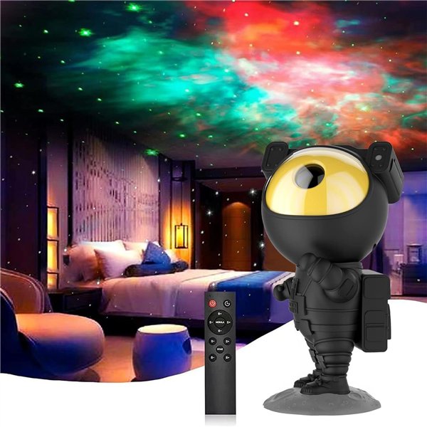 LED 3D galaxy and star projector Reach Astronaut, black