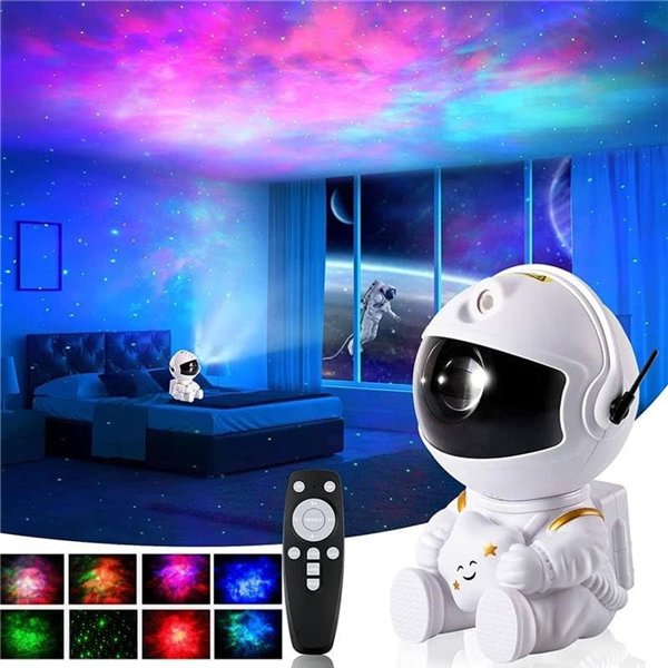 LED 3D galaxy and star projector Reach Mini Astronaut, white