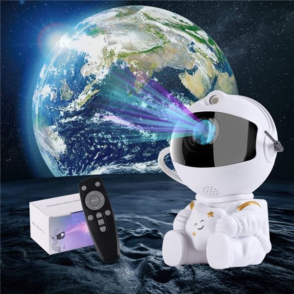 LED 3D galaxy and star projector Reach Mini Astronaut, white