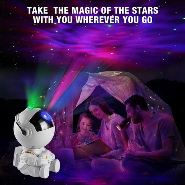 LED 3D galaxy and star projector Reach Mini Astronaut, white