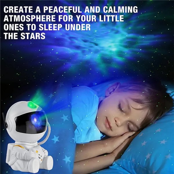 LED 3D galaxy and star projector Reach Mini Astronaut, white