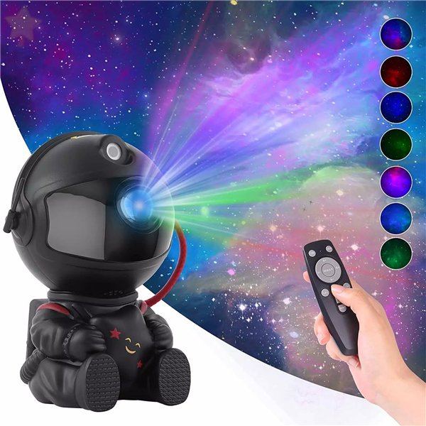 LED 3D galaxy and star projector Reach Mini Astronaut, black