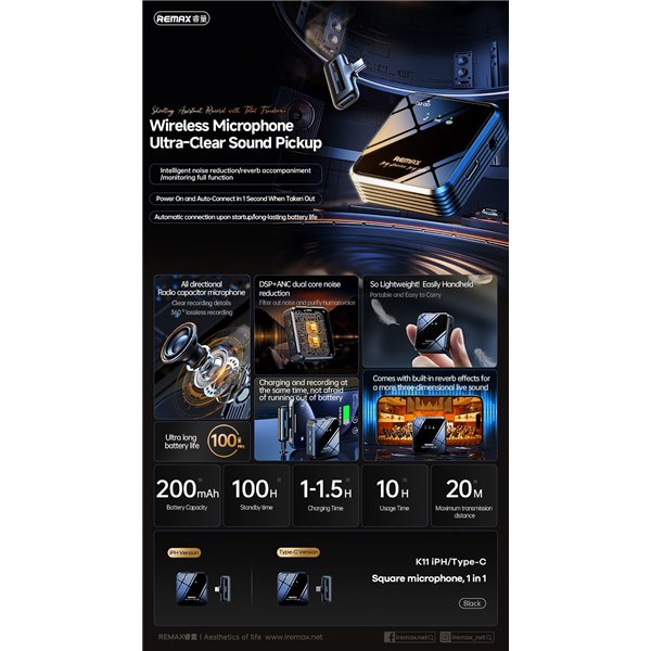 Microphone Remax K11 Lightning black