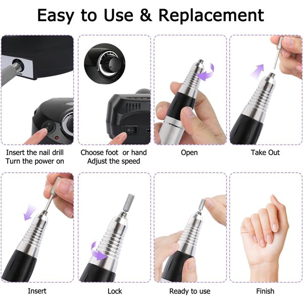 Nail drill Reach Nails, black