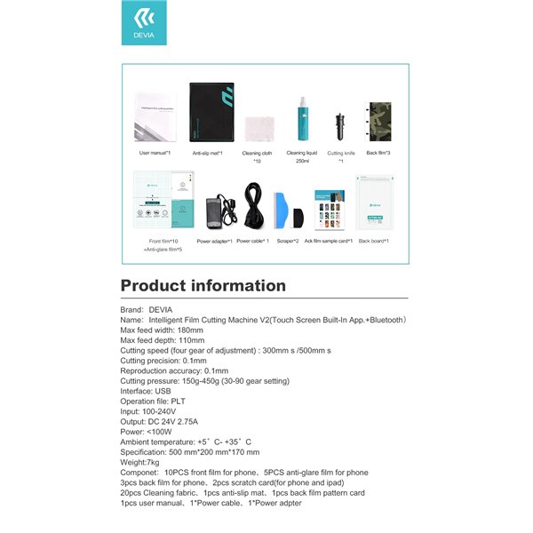 Devia Intelligent Film Cutting Machine With Touch Screen V2 (Built-In App + Bluetooth) PT017