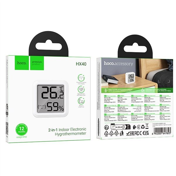 Temperature and humidity meter Hoco HX40 white