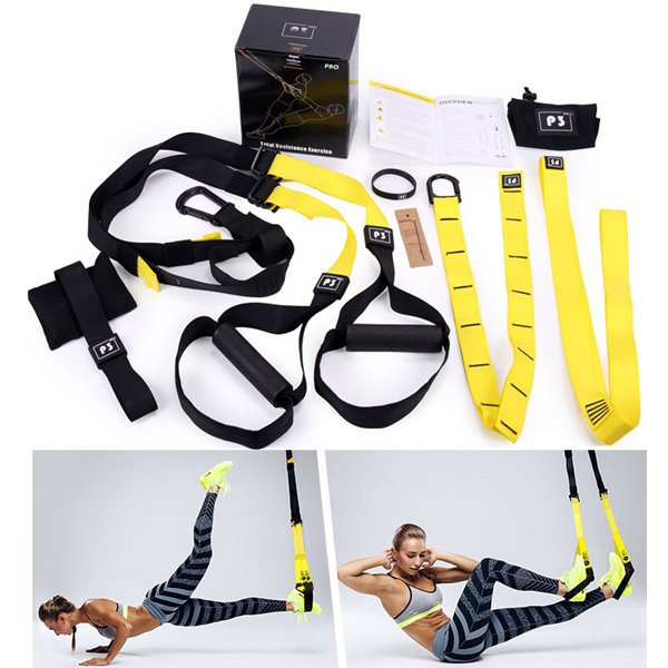 Universal workout straps set Pro 3 FA008 black-yellow