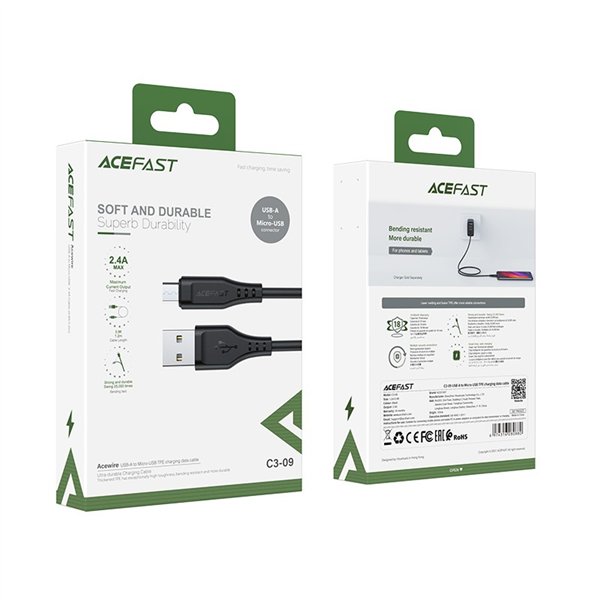USB cable Acefast C3-09 USB-A to MicroUSB 1.2m black