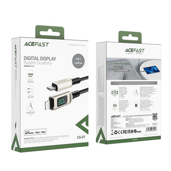 USB cable Acefast C6-01 MFi PD30W USB-C to Lightning 1.2m silver