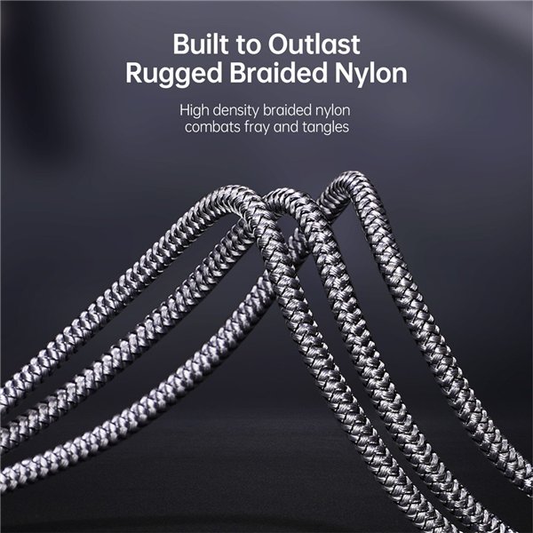 USB kabelis DUZZONA A3 3in1 microUSB-Lightning-Type-C 1.2m pilkas