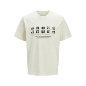 Vīriešu Krekls ar Īsām Piedurknēm Jack & Jones JCORECHARGE FRONT BRANDING TEE CREW NECK 12274716 Balts