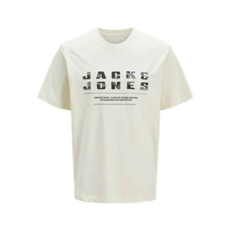 Men’s Short Sleeve T-Shirt Jack & Jones JCORECHARGE FRONT BRANDING TEE CREW NECK 12274716 White