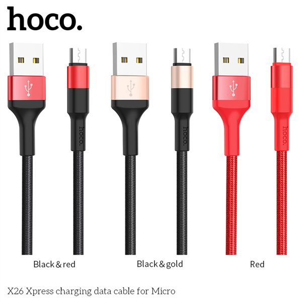 USB cable Hoco X26 microUSB 1.0m black-gold