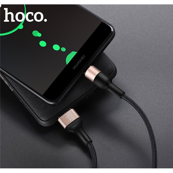 USB kabelis Hoco X26 Type-C 1.0m juodas-auksinis
