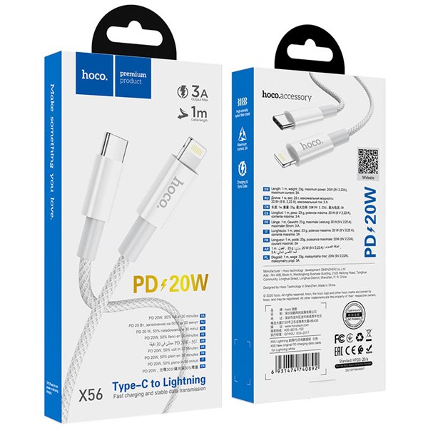 USB cable Hoco X56 PD Type-C to Lightning 1.0m white