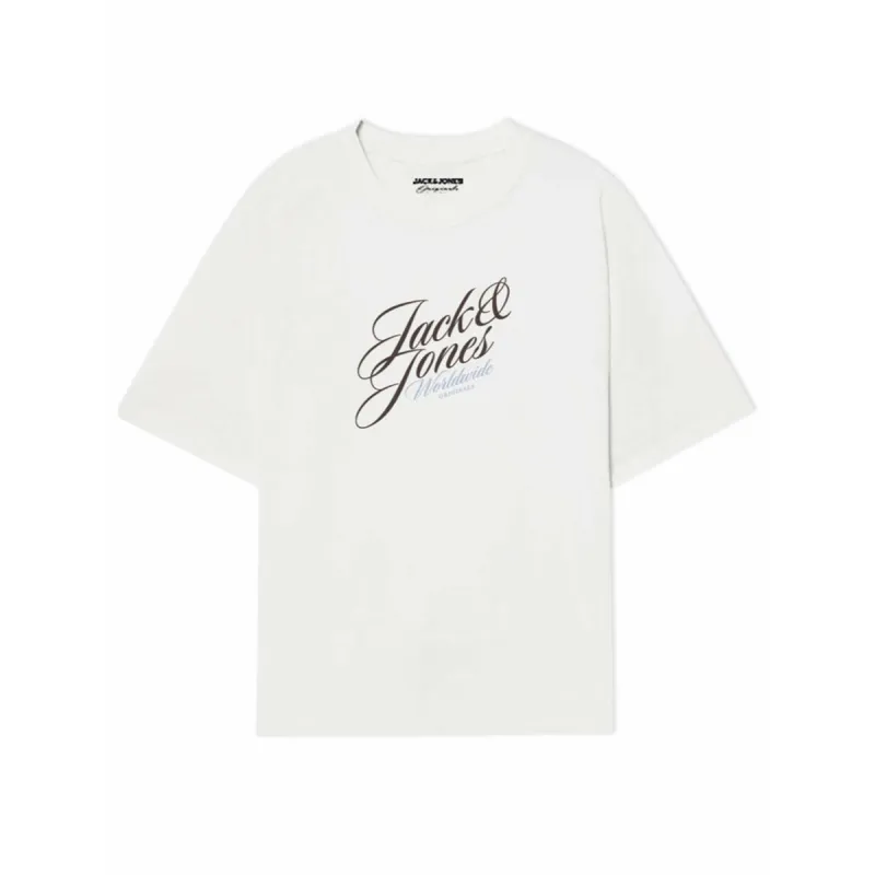 Vīriešu Krekls ar Īsām Piedurknēm Jack & Jones JORINWOOD TEE SS CREW NECK FST 12284732 Balts