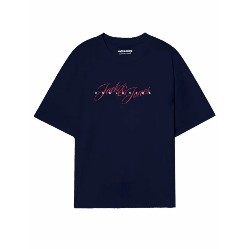 Vīriešu Krekls ar Īsām Piedurknēm Jack & Jones JORINWOOD TEE SS CREW NECK FST 12284732 Tumši Zils