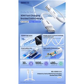 USB cable Remax RC-C010 USB-C to USB-C 30W 1.0m white