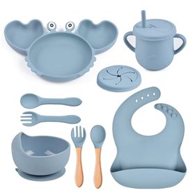 Children's silicone tableware set Reach Crab-9, blue