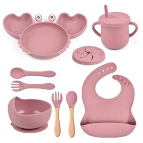 Children's silicone tableware set Reach Crab-9, pink