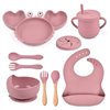 Children's silicone tableware set Reach Crab-9, pink