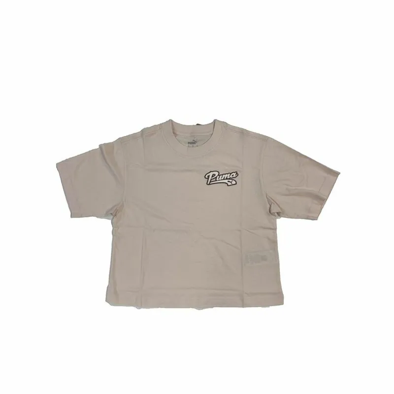 Women’s Short Sleeve T-Shirt Puma Puma Script Beige