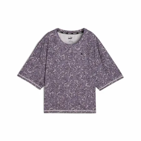 Women’s Short Sleeve T-Shirt Puma Train Favorite Aop Crop Mujer Purple