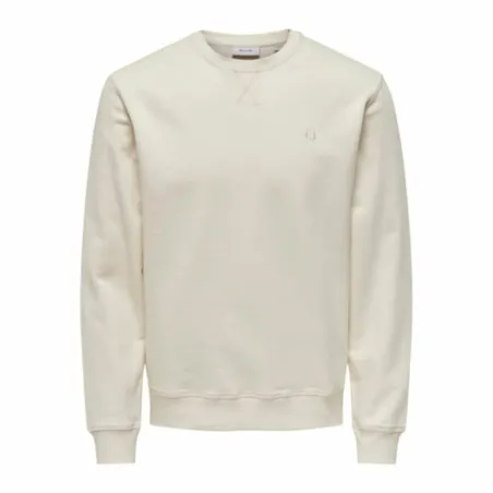 Miesten huputon collegepaita Only & Sons Onsdan Unshed Reg Crew Neck Valkoinen
