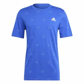 Men’s Short Sleeve T-Shirt Adidas Essentials Monogram Blue