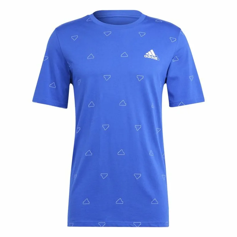 Men’s Short Sleeve T-Shirt Adidas Essentials Monogram Blue