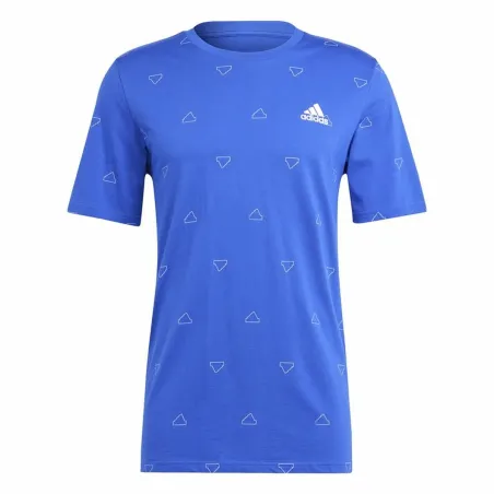 Men’s Short Sleeve T-Shirt Adidas Essentials Monogram Blue