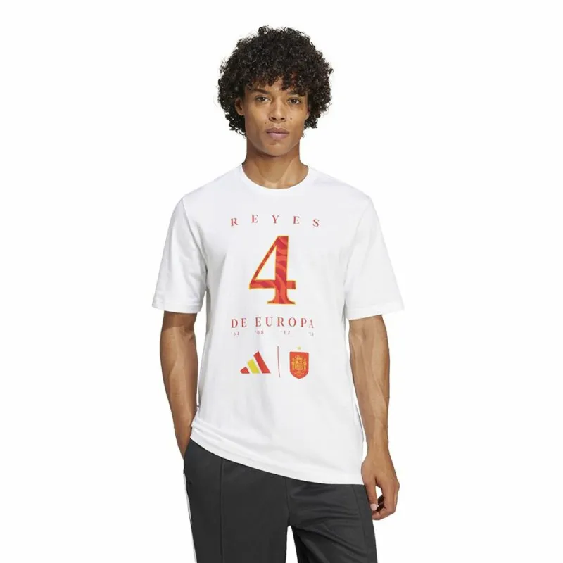 Men’s Short Sleeve T-Shirt Adidas España Campeones de Europa White