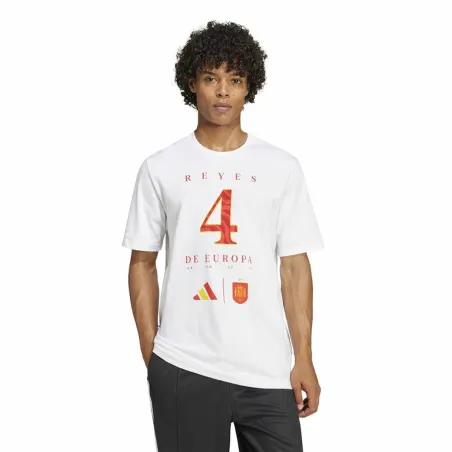 Men’s Short Sleeve T-Shirt Adidas España Campeones de Europa White