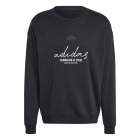 Men’s Sweatshirt without Hood Adidas Brand Love French Terry Black