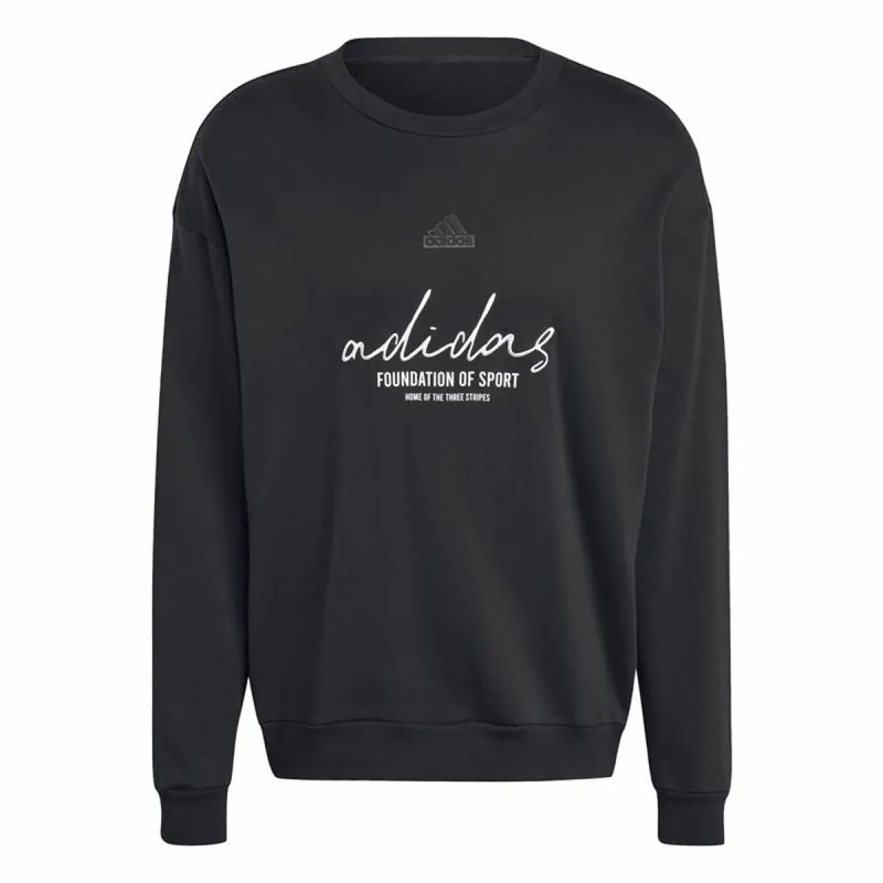 Men’s Sweatshirt without Hood Adidas Brand Love French Terry Black