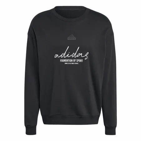 Men’s Sweatshirt without Hood Adidas Brand Love French Terry Black