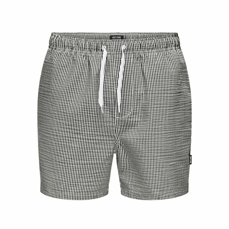 Vyriškos glaudės Only & Sons Onsted Stripe Seersucker Balta Juoda