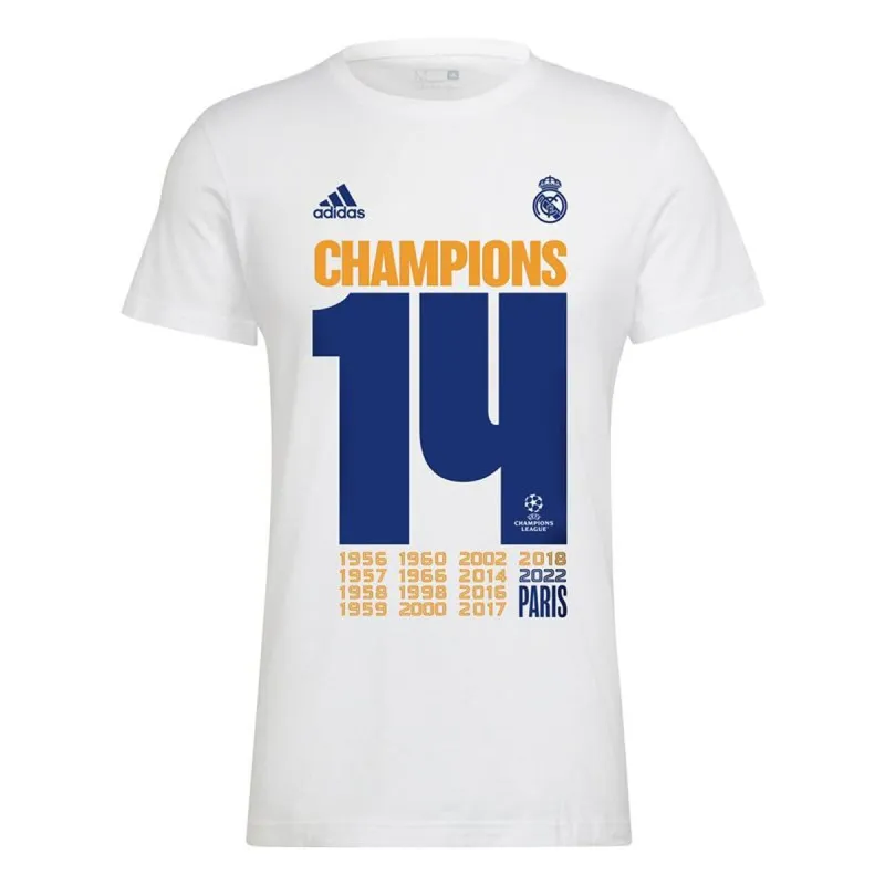 Vīriešu Krekls ar Īsām Piedurknēm Real Madrid C.F. Champions 2022 Balts
