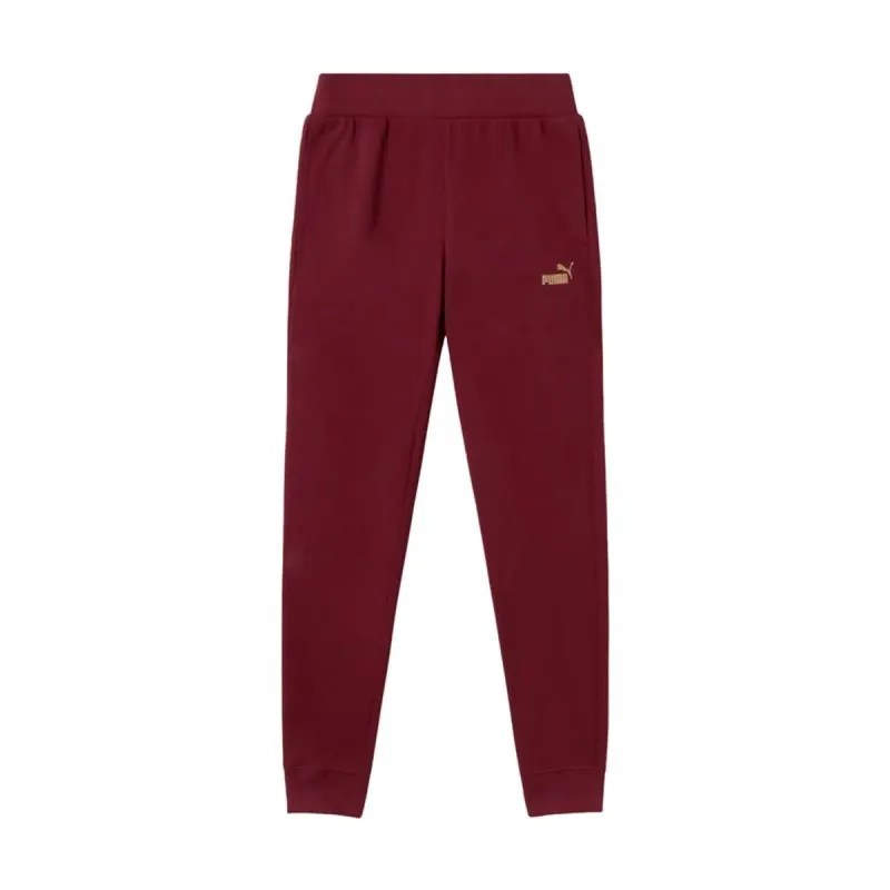 Ilgos sportinės kelnės Puma Ess+ Textured Foil Tamsiai raudona Moteris