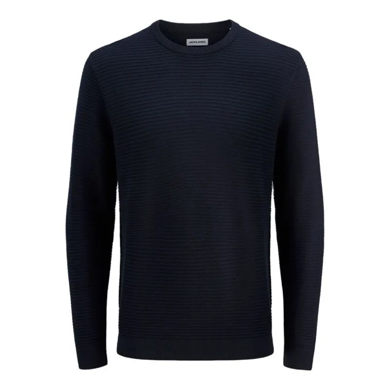 Men’s Sweatshirt without Hood Jack & Jones Jjotto Knit Crew Neck Sky Navy Blue